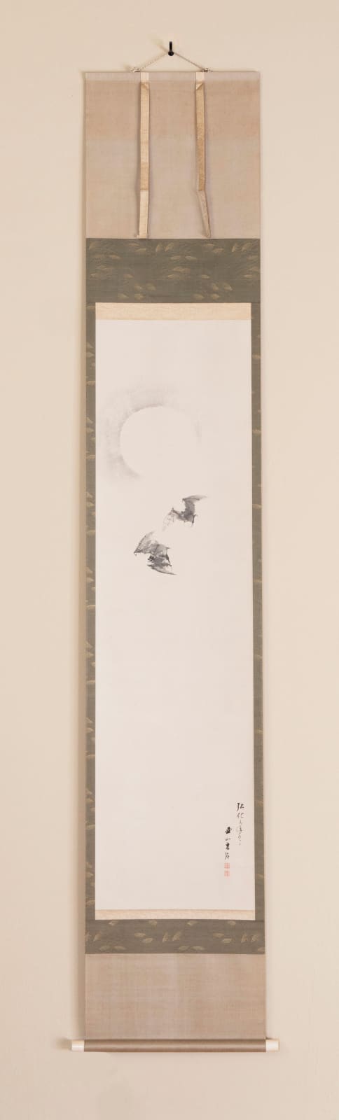 Renzan Kishi (1805-1859), Bats flying before Moon, ca 1850s