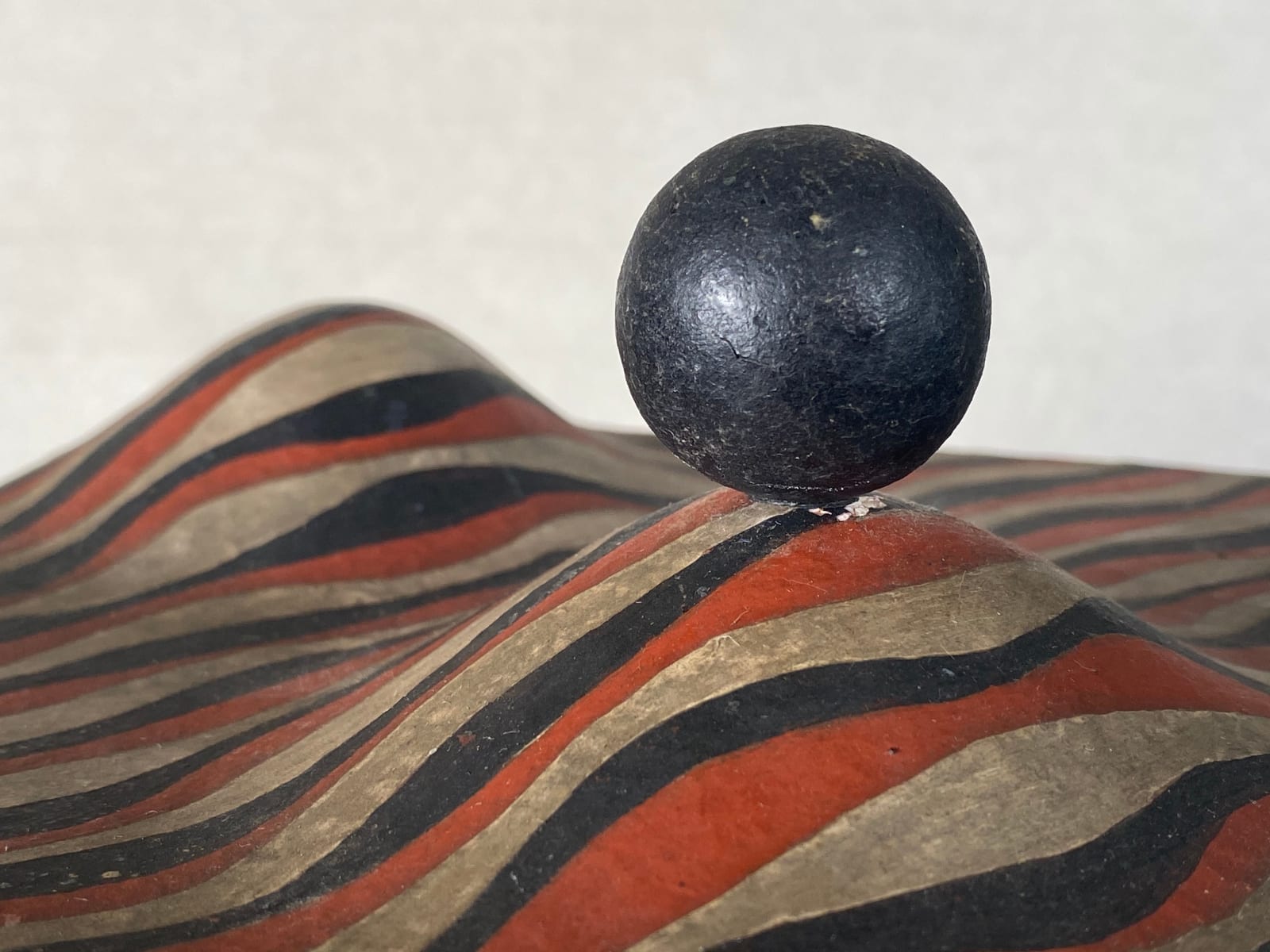 Taimei Morino (1934-Present), Ceramic Cube (black red and silver), Circa 1970