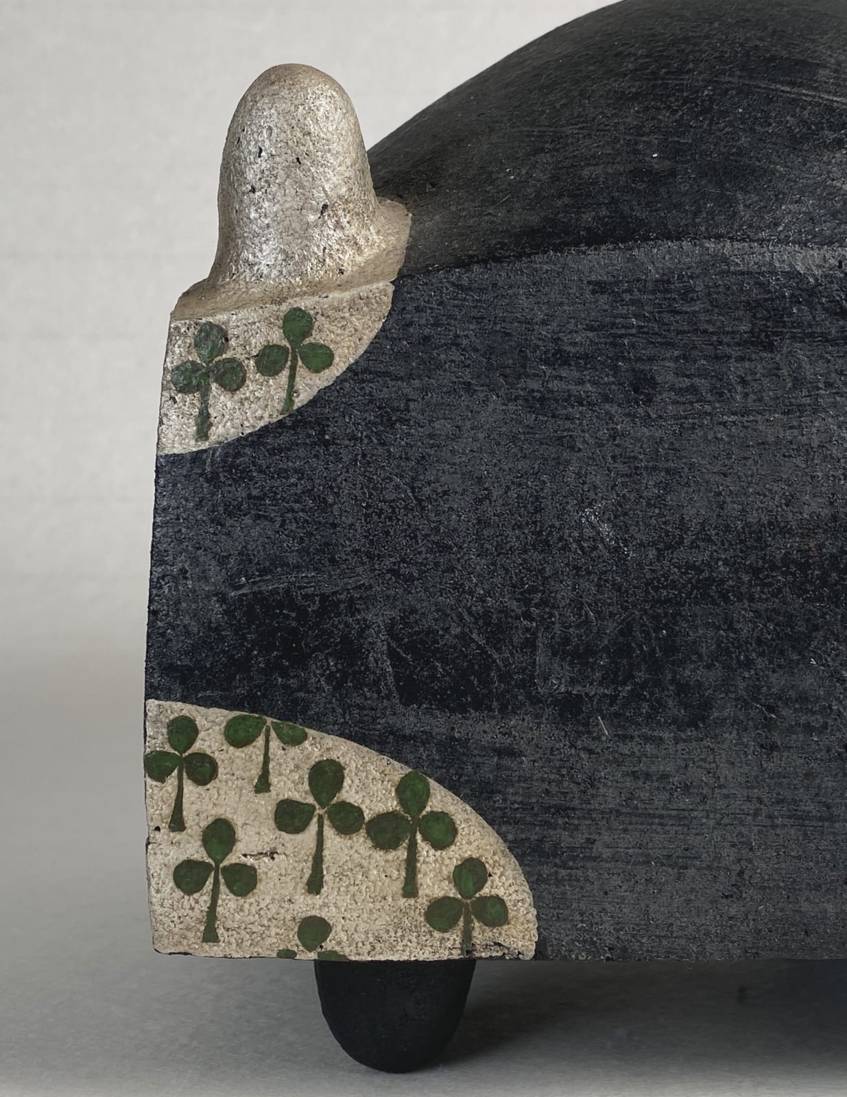 Taimei Morino (1934-Present), Ceramic Cube (black silver and green), Circa 1970