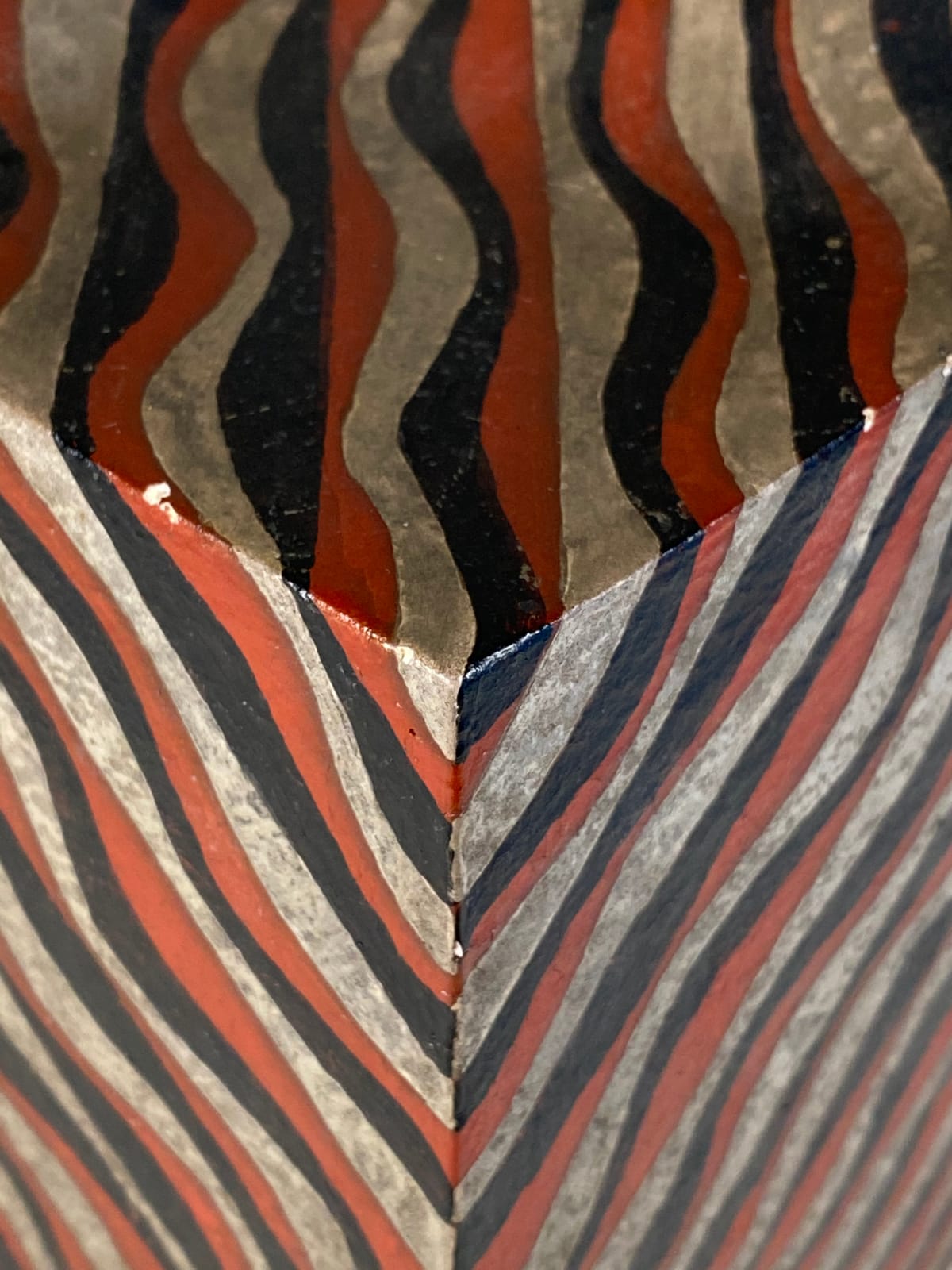 Taimei Morino (1934-Present), Ceramic Cube (black red and silver), Circa 1970