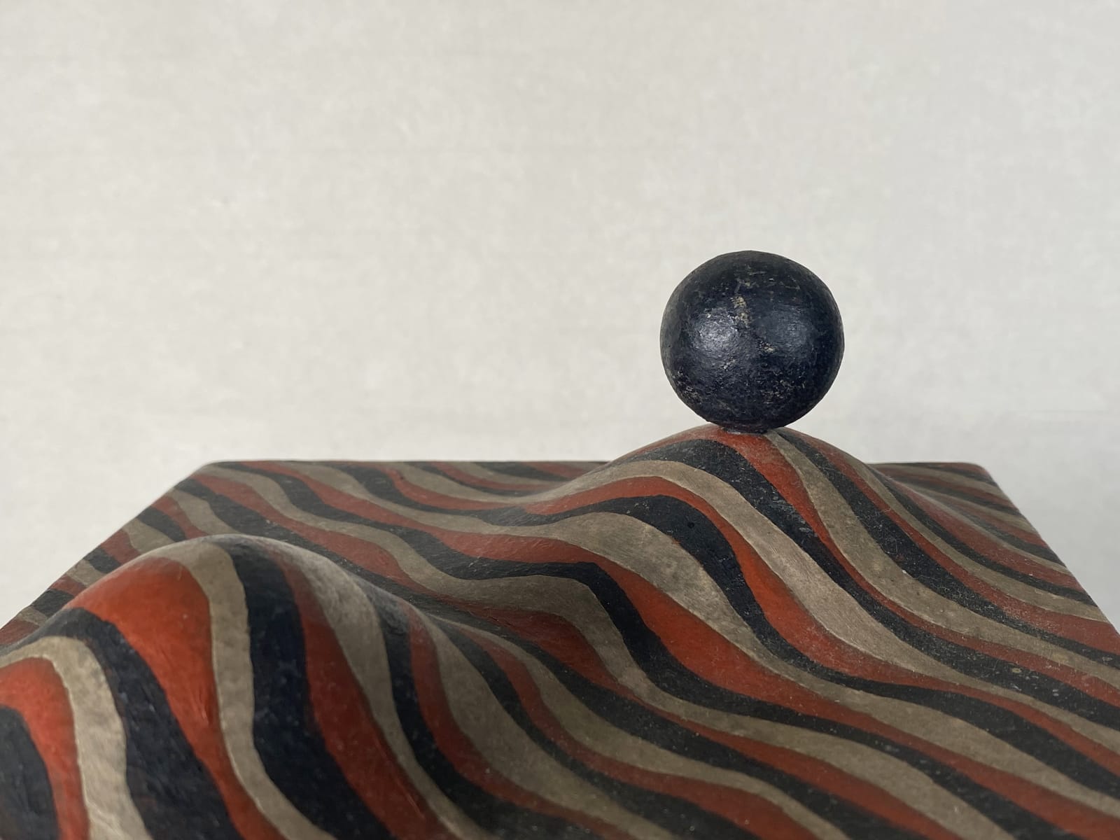 Taimei Morino (1934-Present), Ceramic Cube (black red and silver), Circa 1970