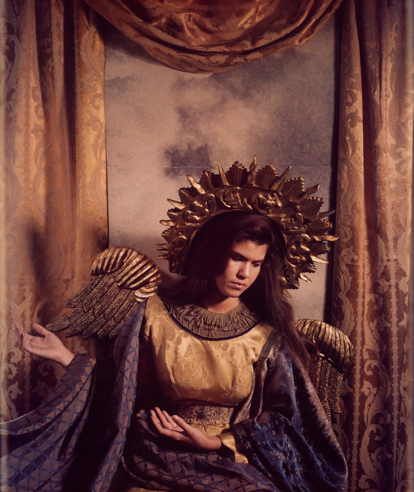 Rose Farrell & George Parkin, Virgin del Quito Sello (Winged Madonna in Gold and Blue) , 1989