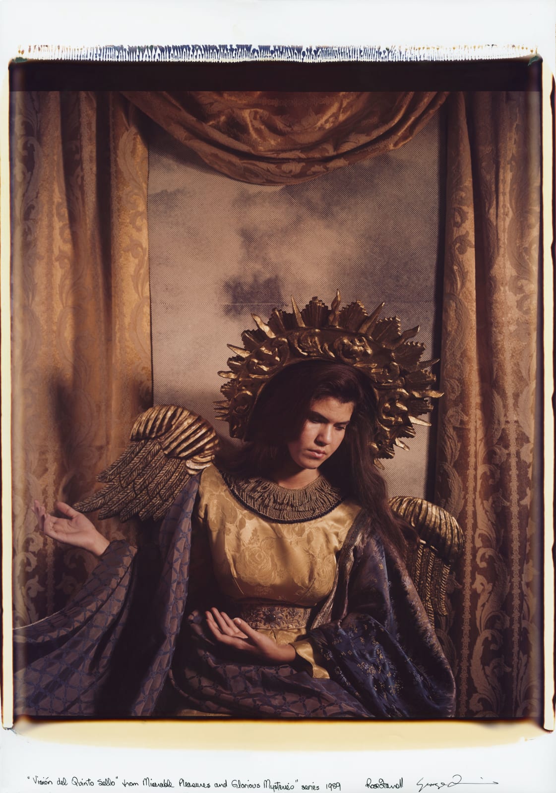 Rose Farrell & George Parkin, Virgin del Quito Sello (Winged Madonna in Gold and Blue) , 1989