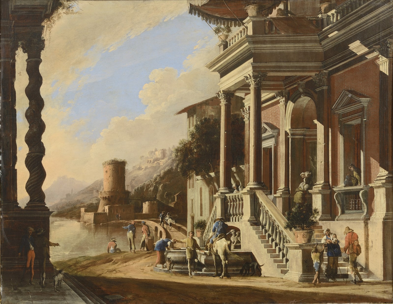 Viviano Codazzi, Domenico Gargiulo, An architectural capriccio with figures, 1647