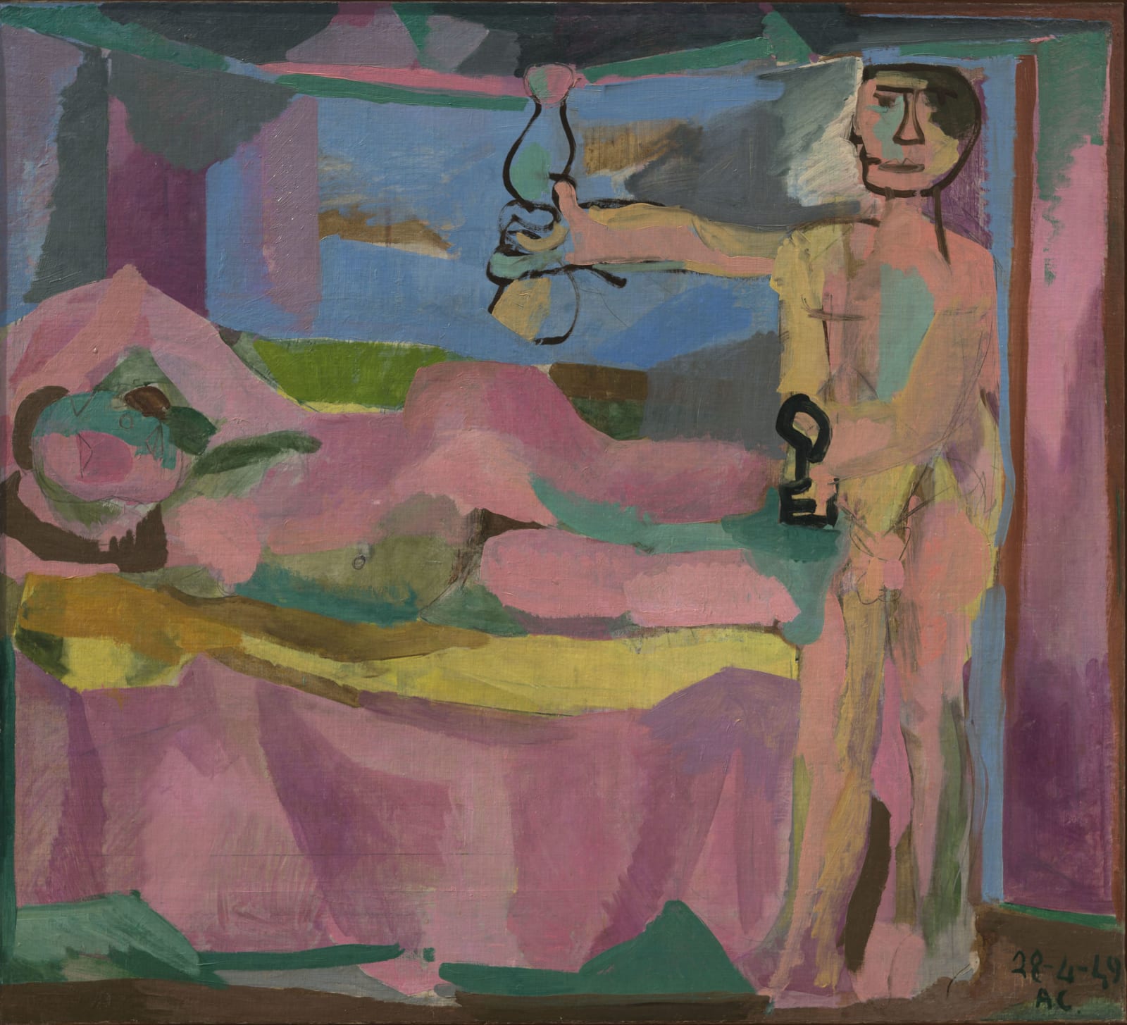 Alfredo Chighine, Painter and model, 1949