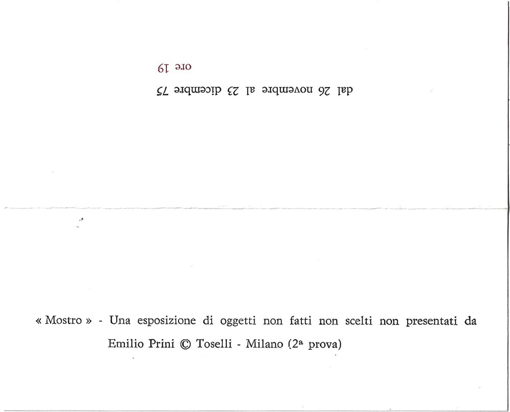 Emilio Prini, Vetrina, 1974-1975