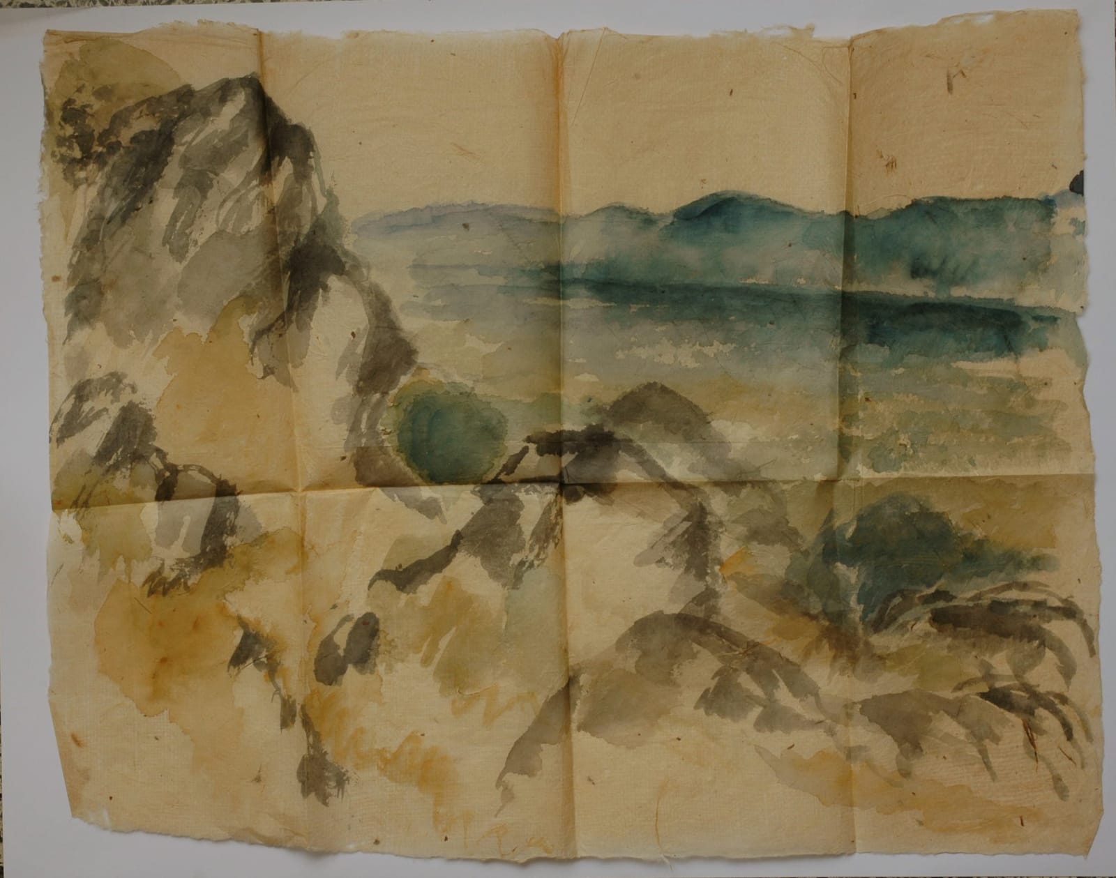 Benode Behari Mukherjee, Rajgir landscape in 4 parts, c.1946/47
