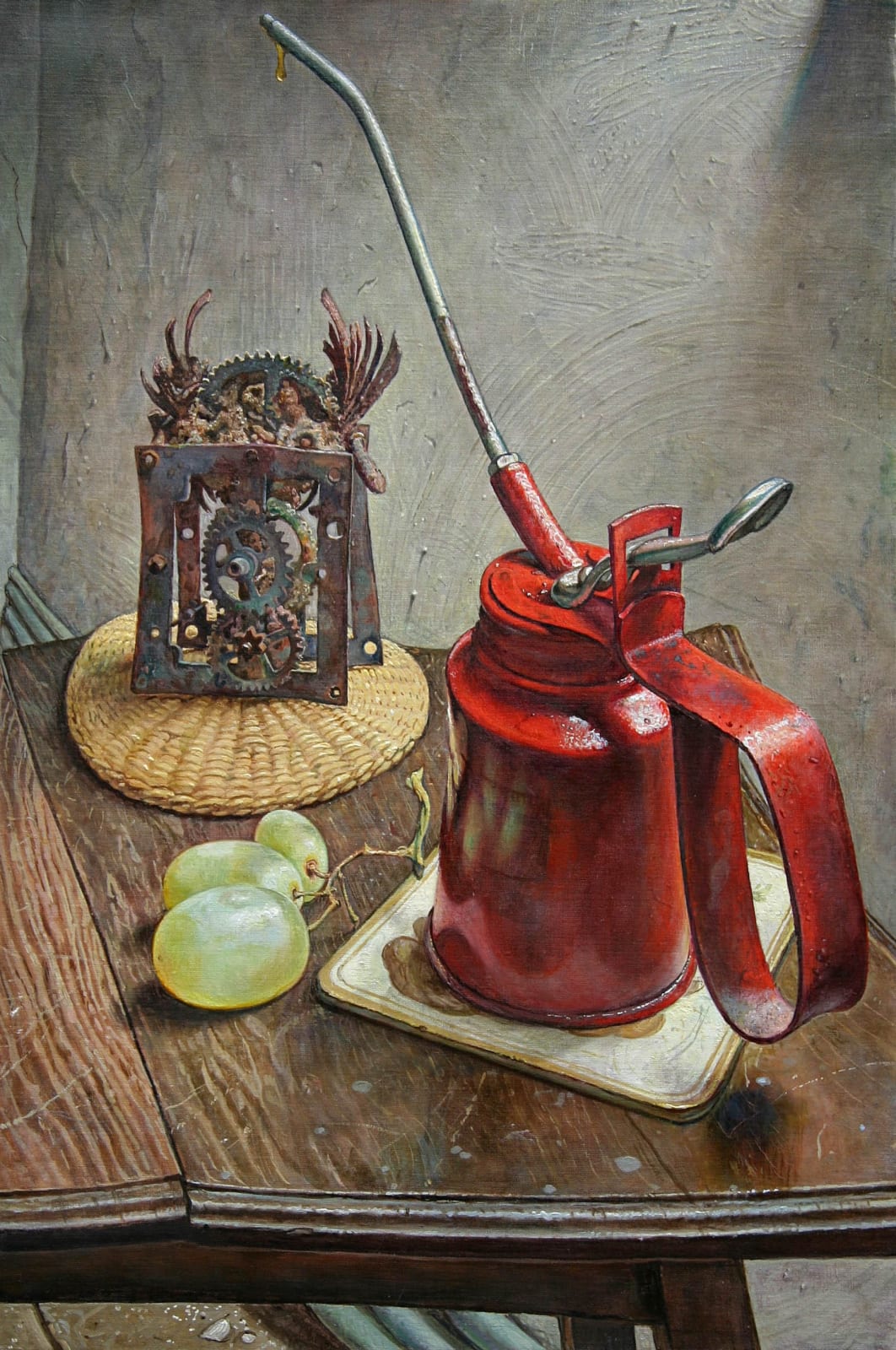 Michael Taylor, Petrified clock with oil can (Oil can with Still Life), 2014