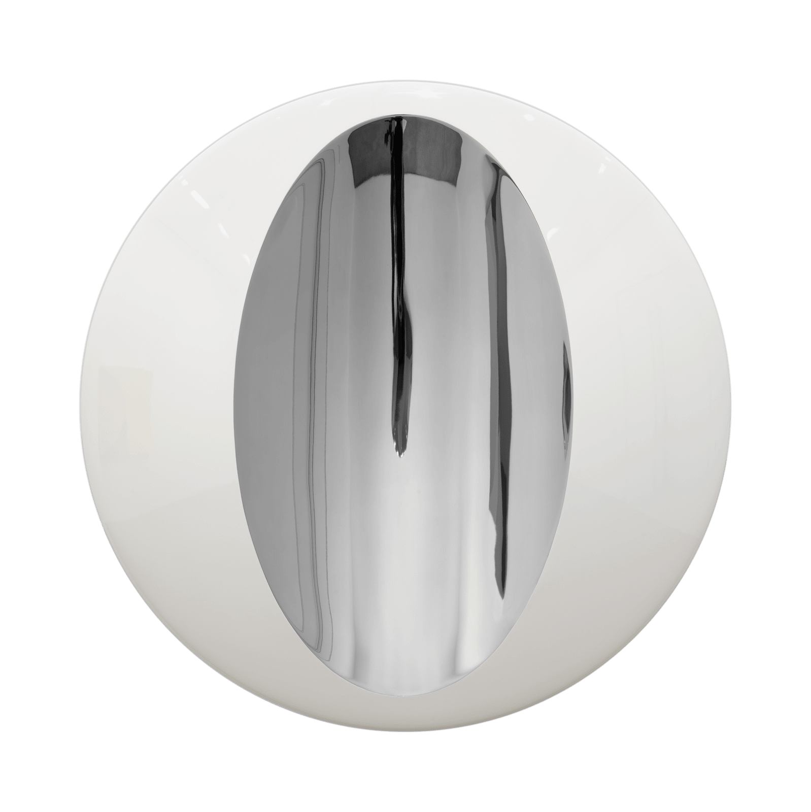 Mark Eisen, White disc with concave silver ellipse, 2017