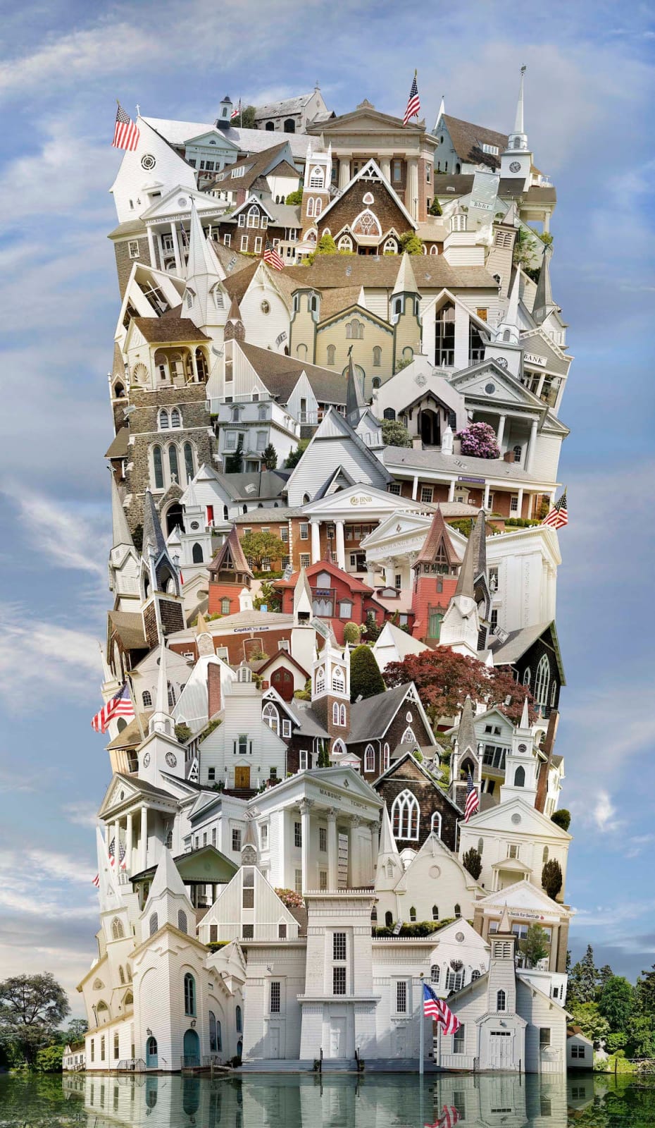 Jean-François Rauzier, Hamptons Babel - In God We Trust, 2018