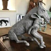 Sophie Ryder, Girl Leaning on Horse, 2015