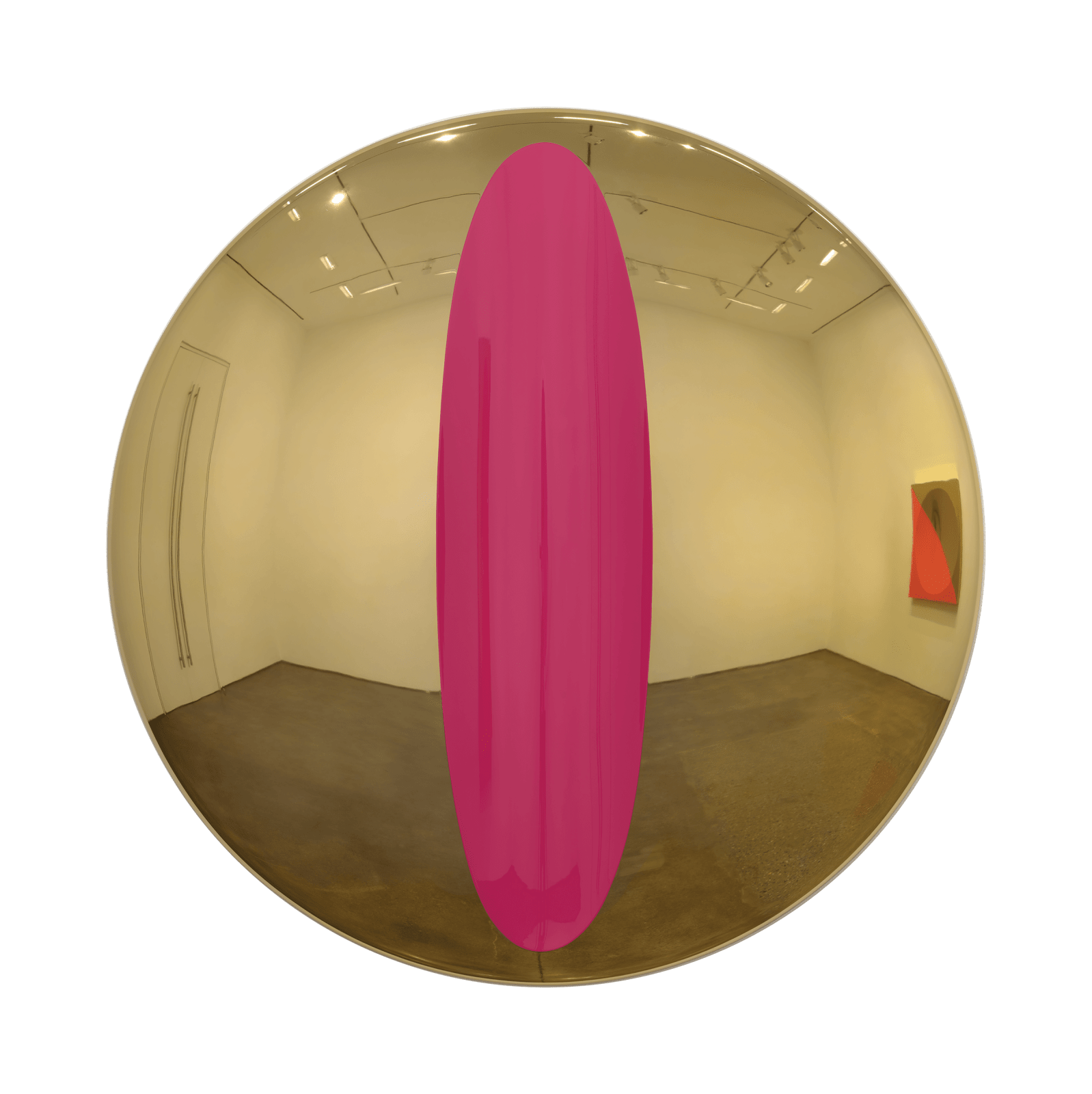 Mark Eisen, Gold disc with concave fuchsia ellipse, 2022
