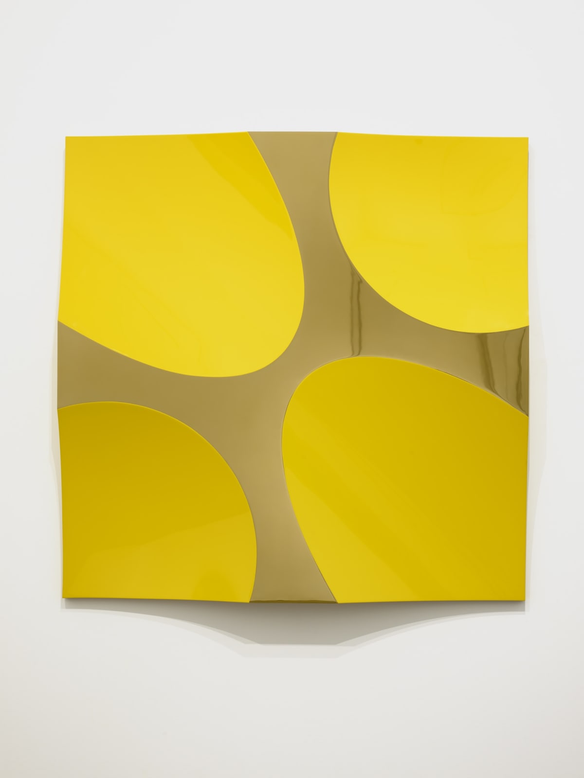 Mark Eisen, Gold square with concave yellow circles and ellipses, 2017