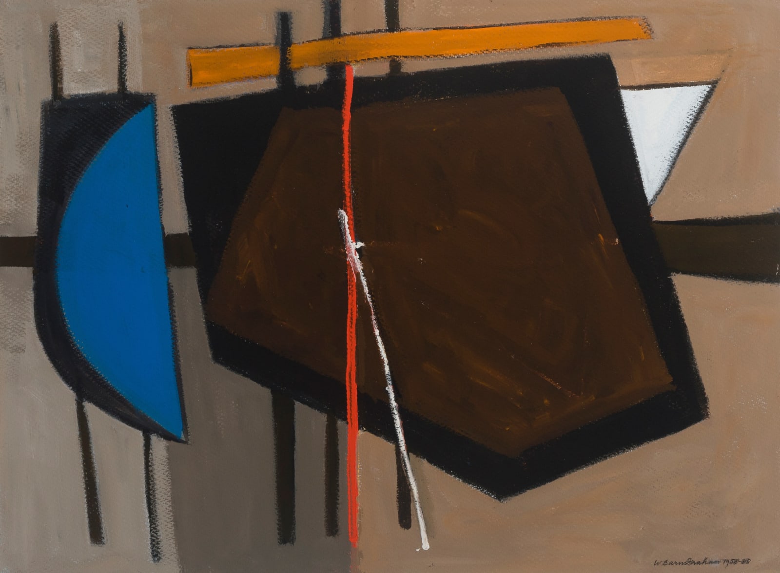 Wilhelmina Barns-Graham, Brown with Blue (Geoff and Scruffy Series), 1988