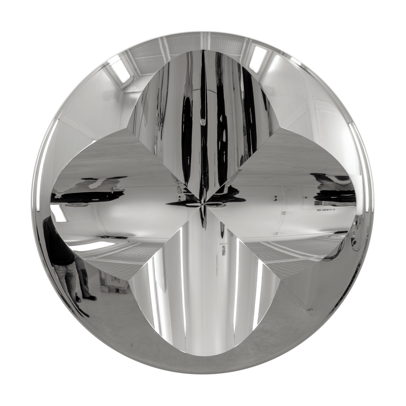 Mark Eisen, Silver disc with 2 perpendicular concave ellipses, 2023