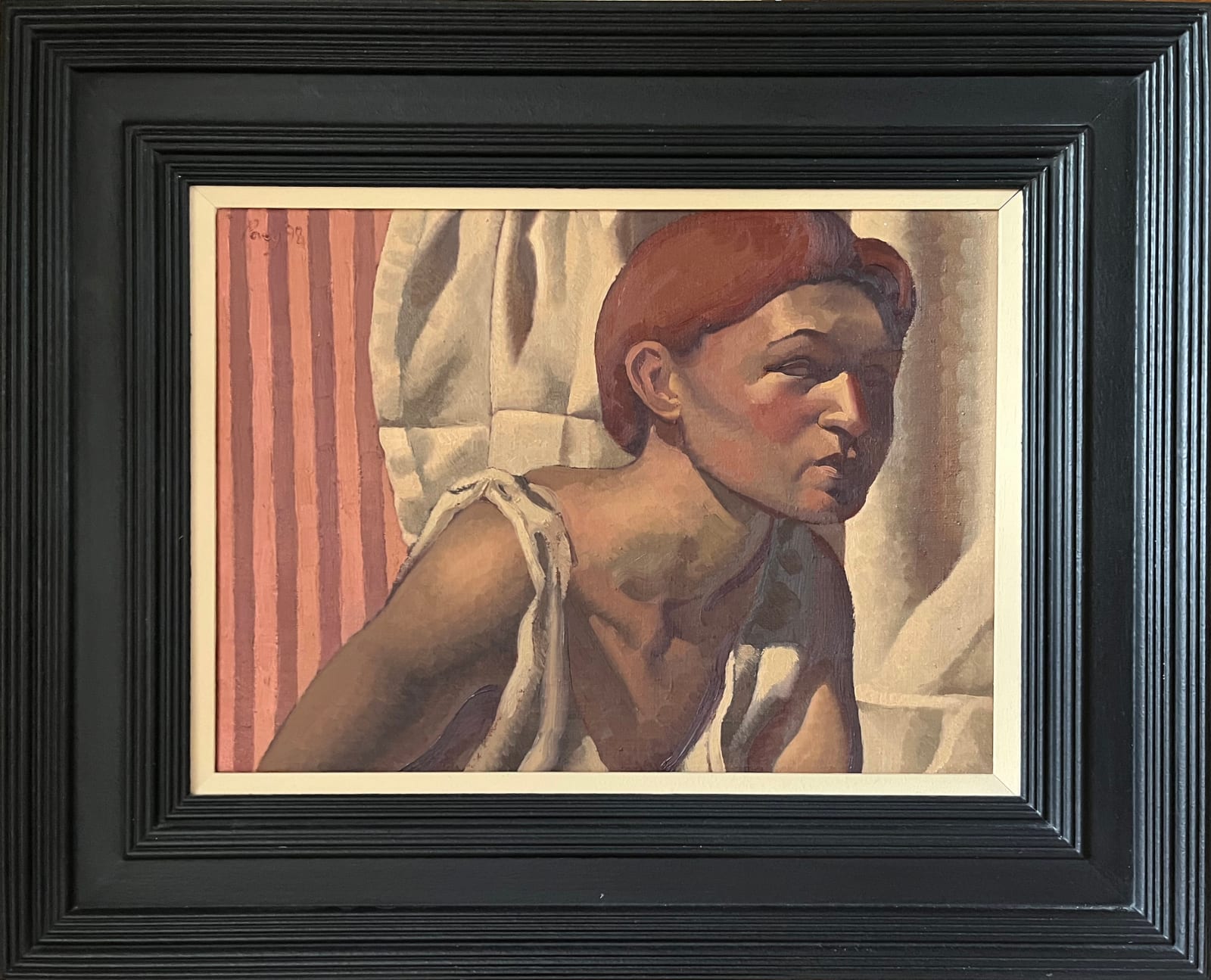 Edward Povey, A Woman Before a Striped Wall, 1998