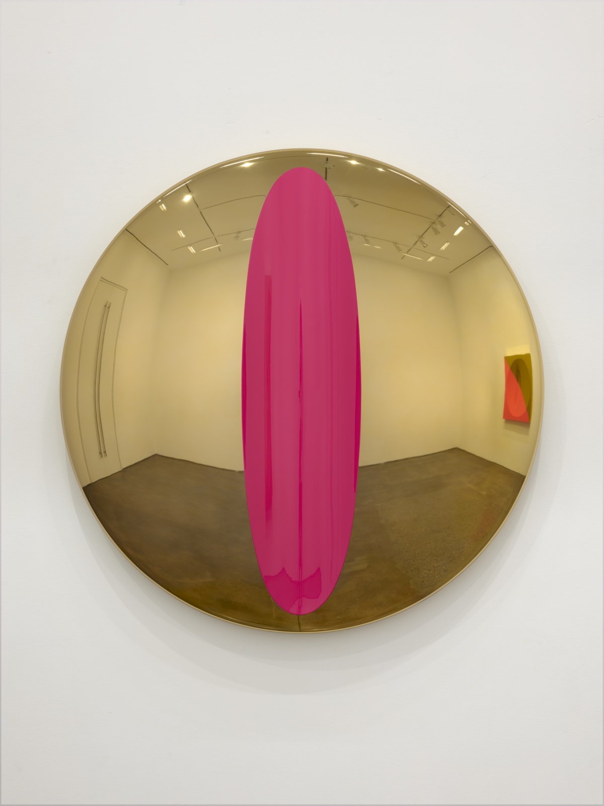 Mark Eisen, Gold disc with concave fuchsia ellipse, 2022