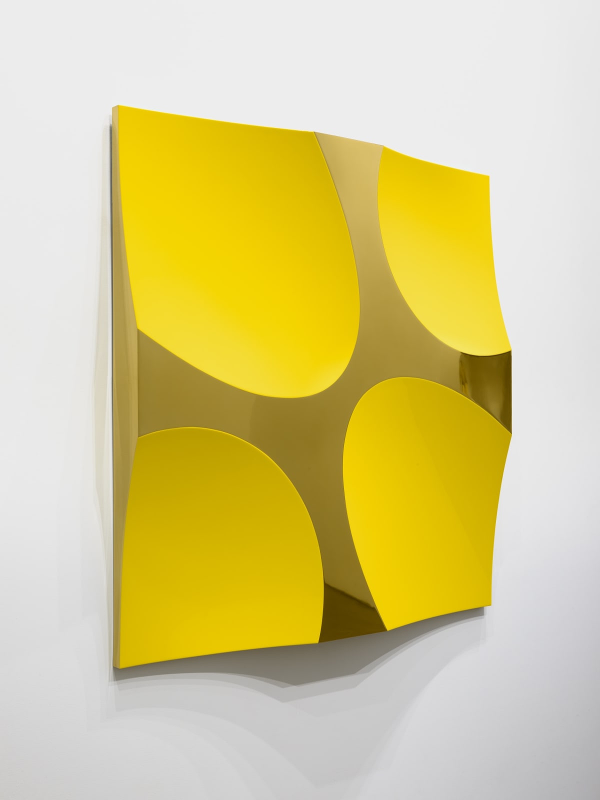 Mark Eisen, Gold square with concave yellow circles and ellipses, 2017