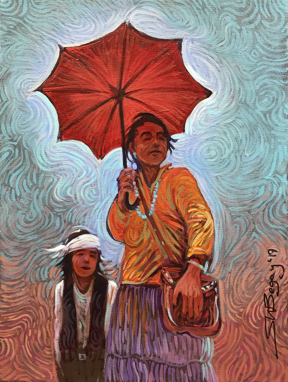 Shonto Begay, The Red Umbrella, 2019