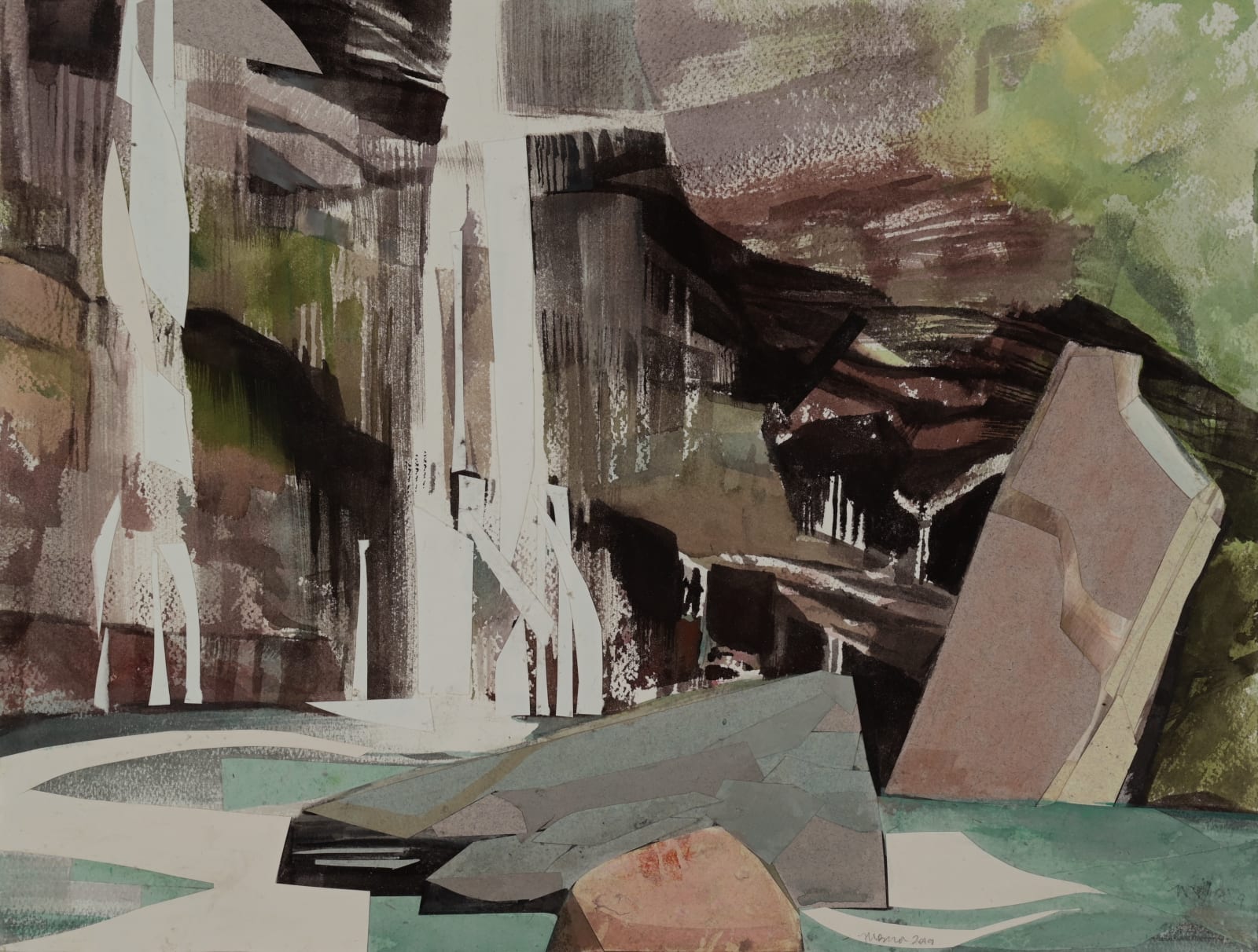 Mariella Bisson, Red Cliff, Blue Pool, Fallen Rocks