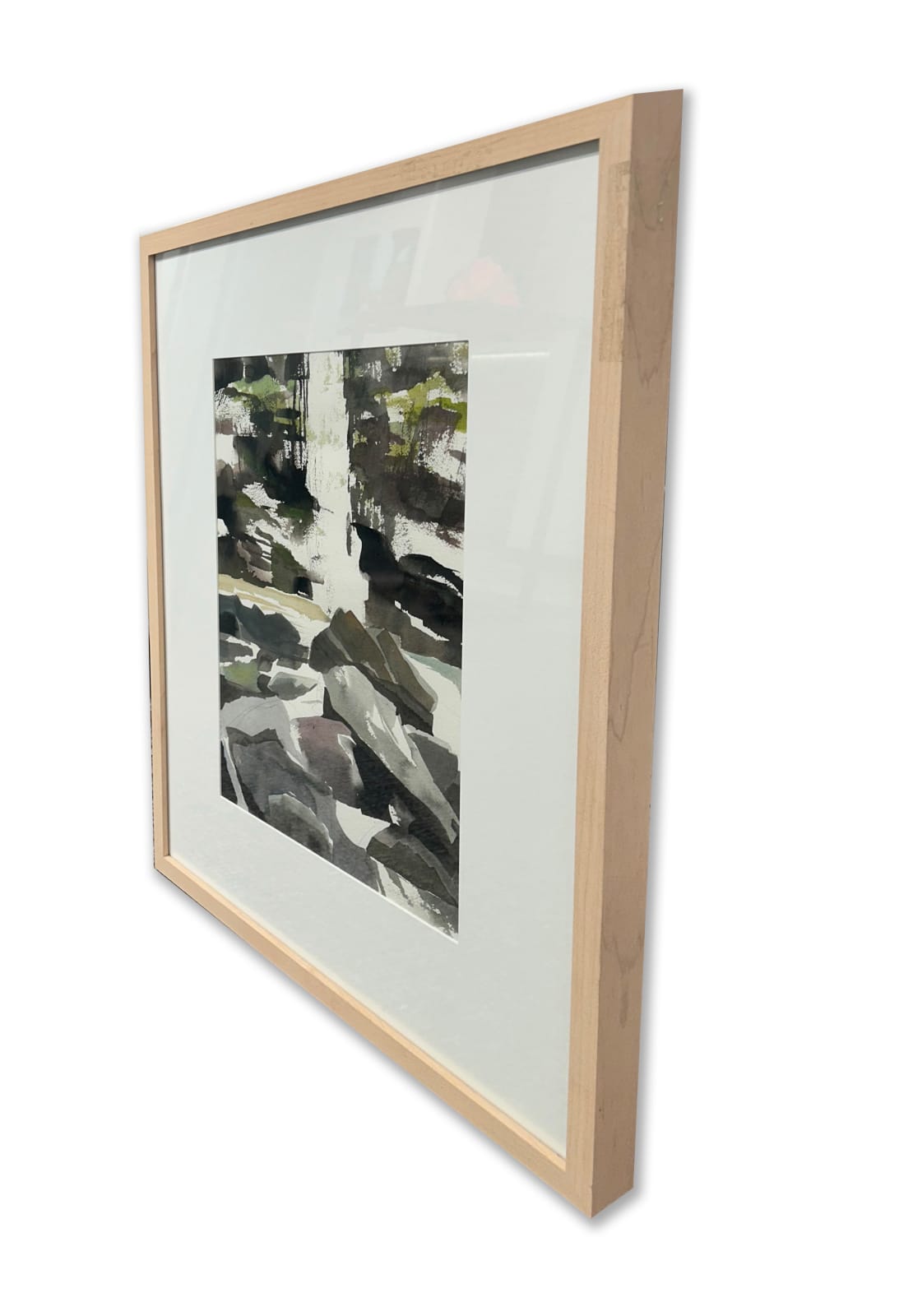 Mariella Bisson, Plattekill Falls, Rock and Waterfall Field Painting