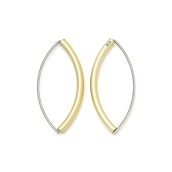 Hamilton Hill, Small Thick Navette Earrings, Yellow Gold