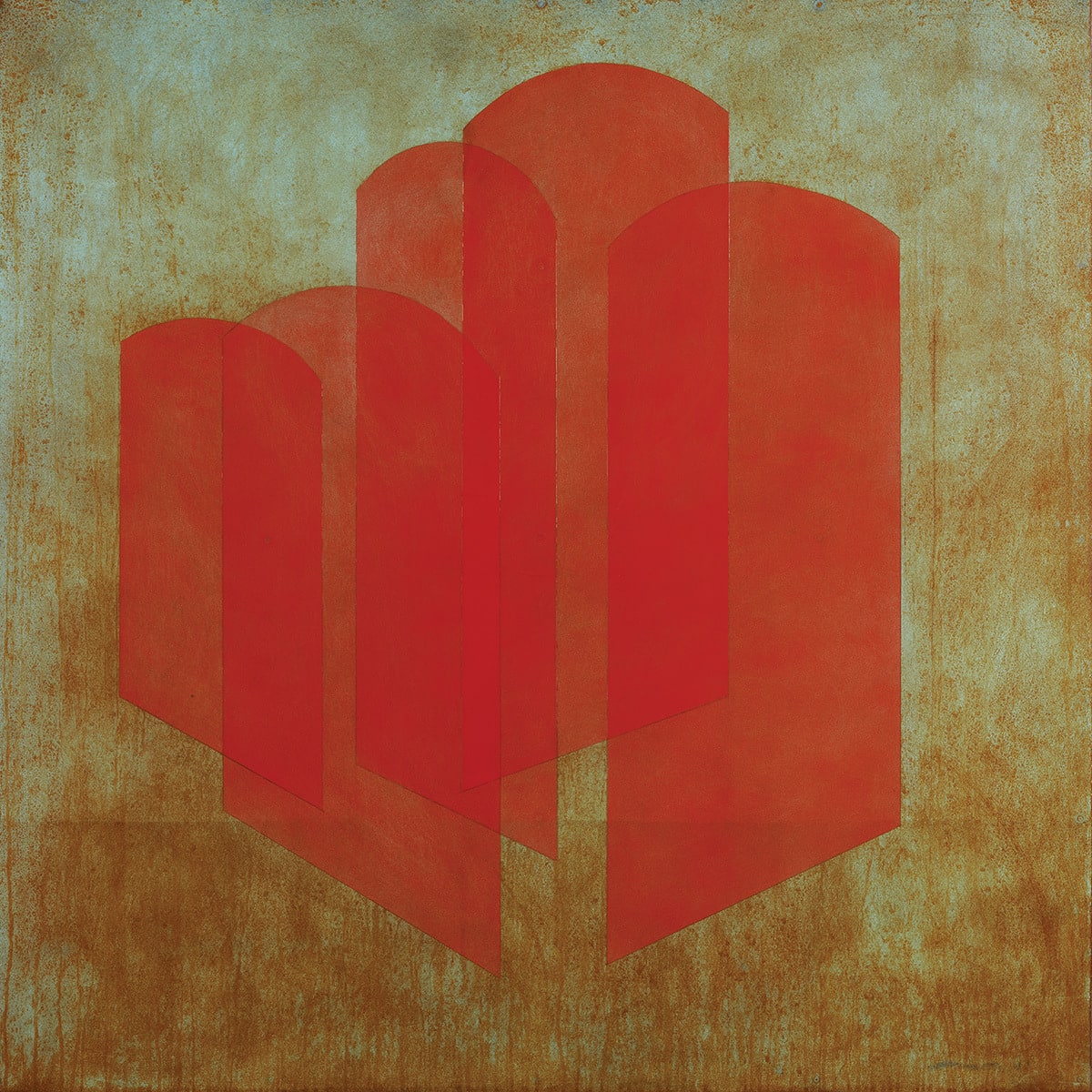 Hoss Haley, Topography Painting #1 (orange on blue), 2022