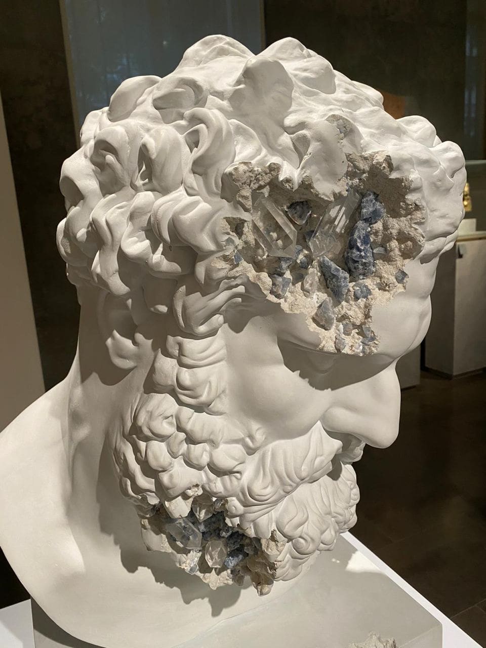 Daniel Arsham, Blue Calcite Eroded Bust of Hercules Farnese , 2020