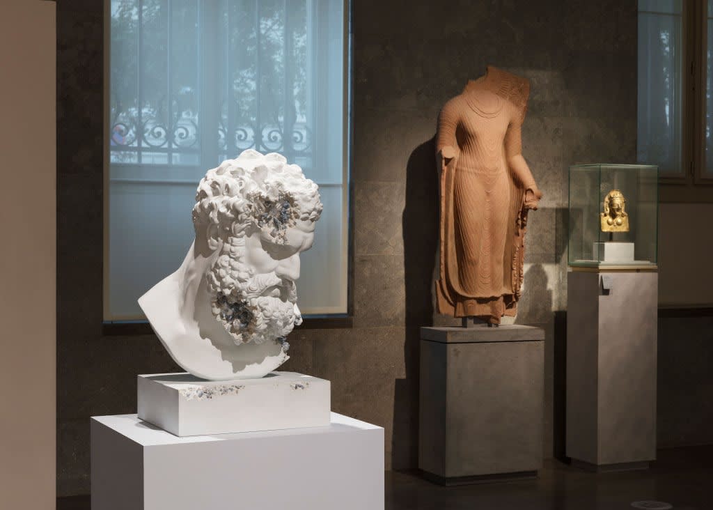 Daniel Arsham, Blue Calcite Eroded Bust of Hercules Farnese , 2020