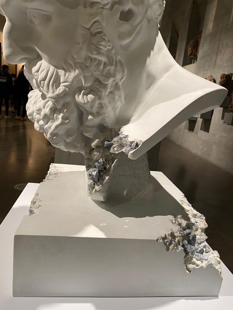 Daniel Arsham, Blue Calcite Eroded Bust of Hercules Farnese , 2020