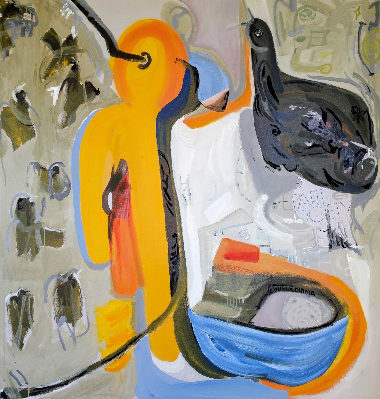 Anthony Nsofor, An Oracle of Falling Birds and a Lone Egg in the Nest, 2022, 2022