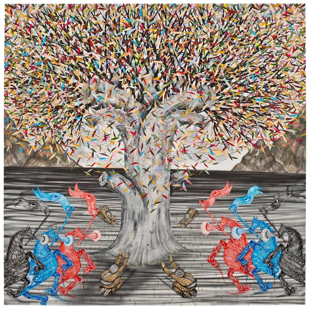 Andrew Schoultz, Shamans Under Tree, 2013