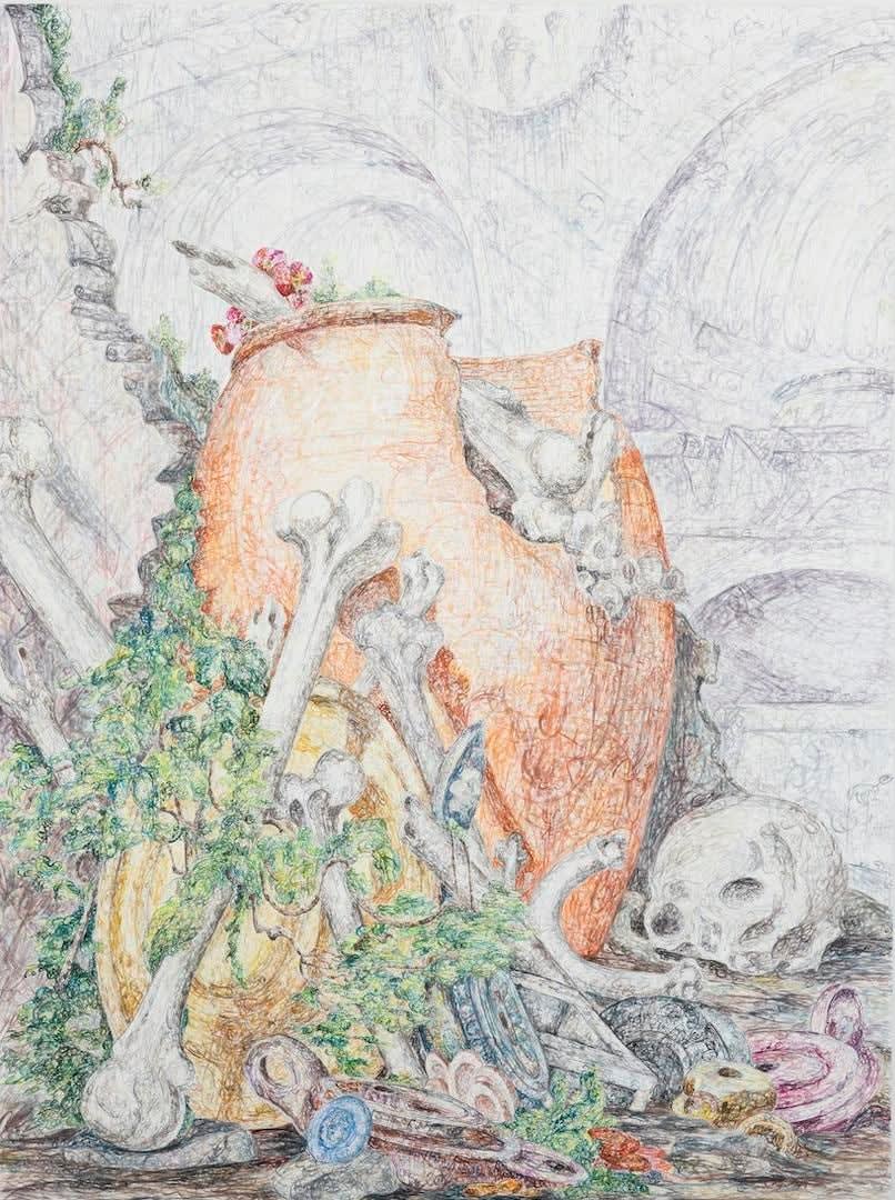 Kysa Johnson, blow up 163- subatomic decay patterns [decline] after Piranesi's Containing the Remains of a Funerary Monument, 2012