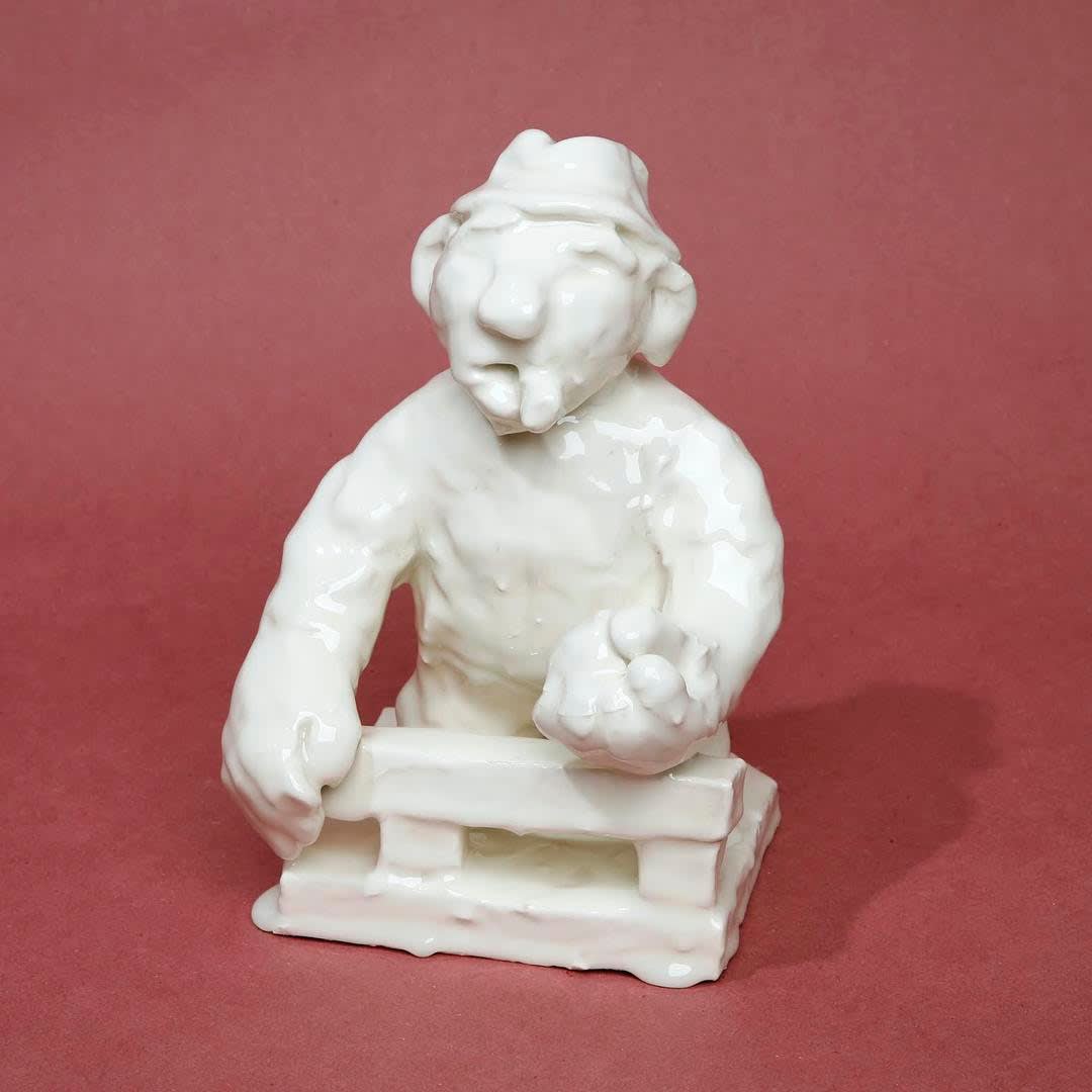 Jeffry Mitchell, Man smoking Cigar, holding Apple, 2015