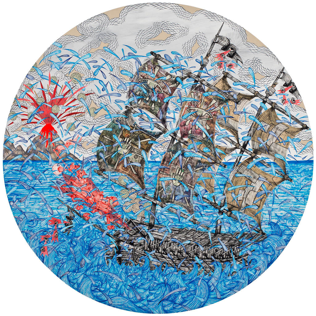 Andrew Schoultz, Double Mast Ship, 2013