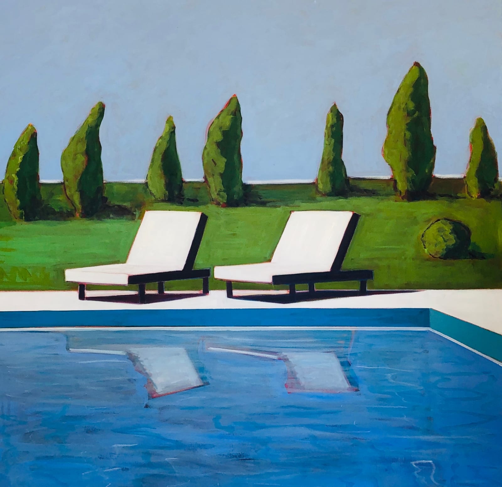 Melissa Chandon, Backyard Pool with Two Chairs, 2020