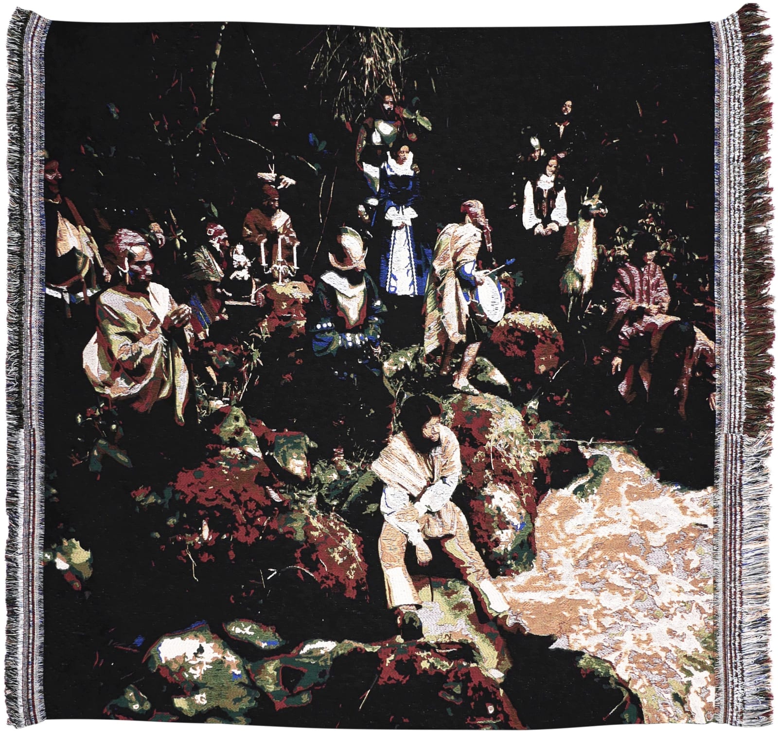 Muriel Gallardo Weinstein, Colonists and indigenous on the border of the Amazon River (based on a still from the Film “Aguirre the Wrath of God” from Werner Herzog) Textile, 2022