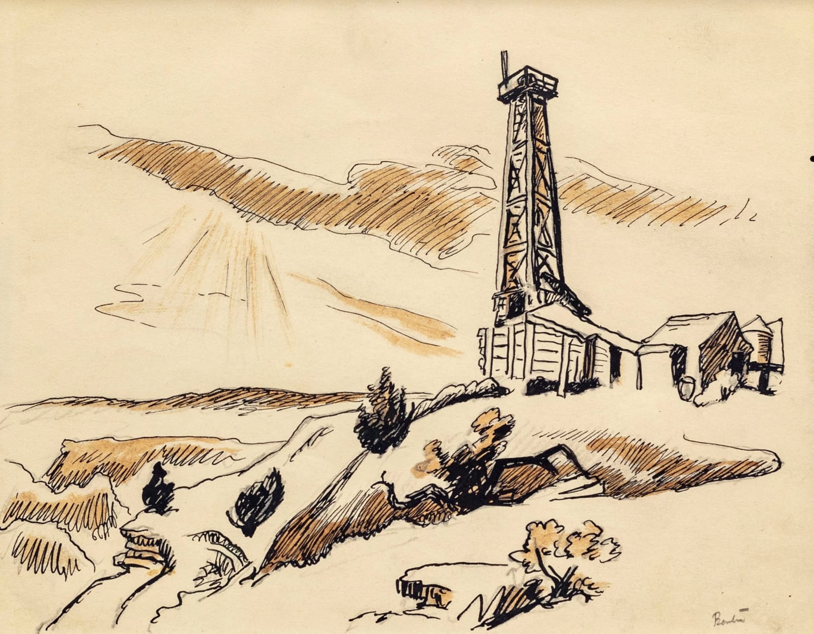 Thomas Hart Benton, Oil Derrick, c. 1928