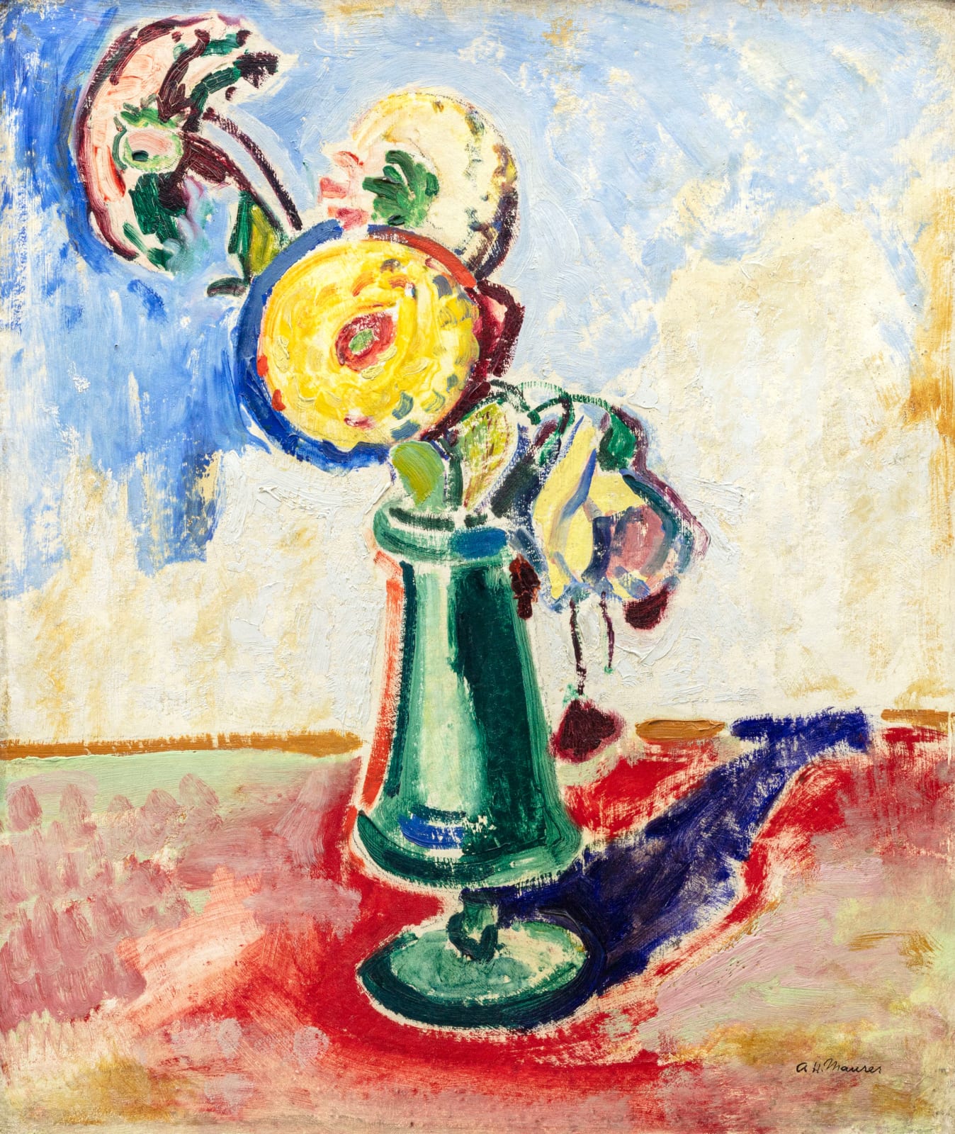Alfred Maurer, Still Life with Zinnias, c. 1910
