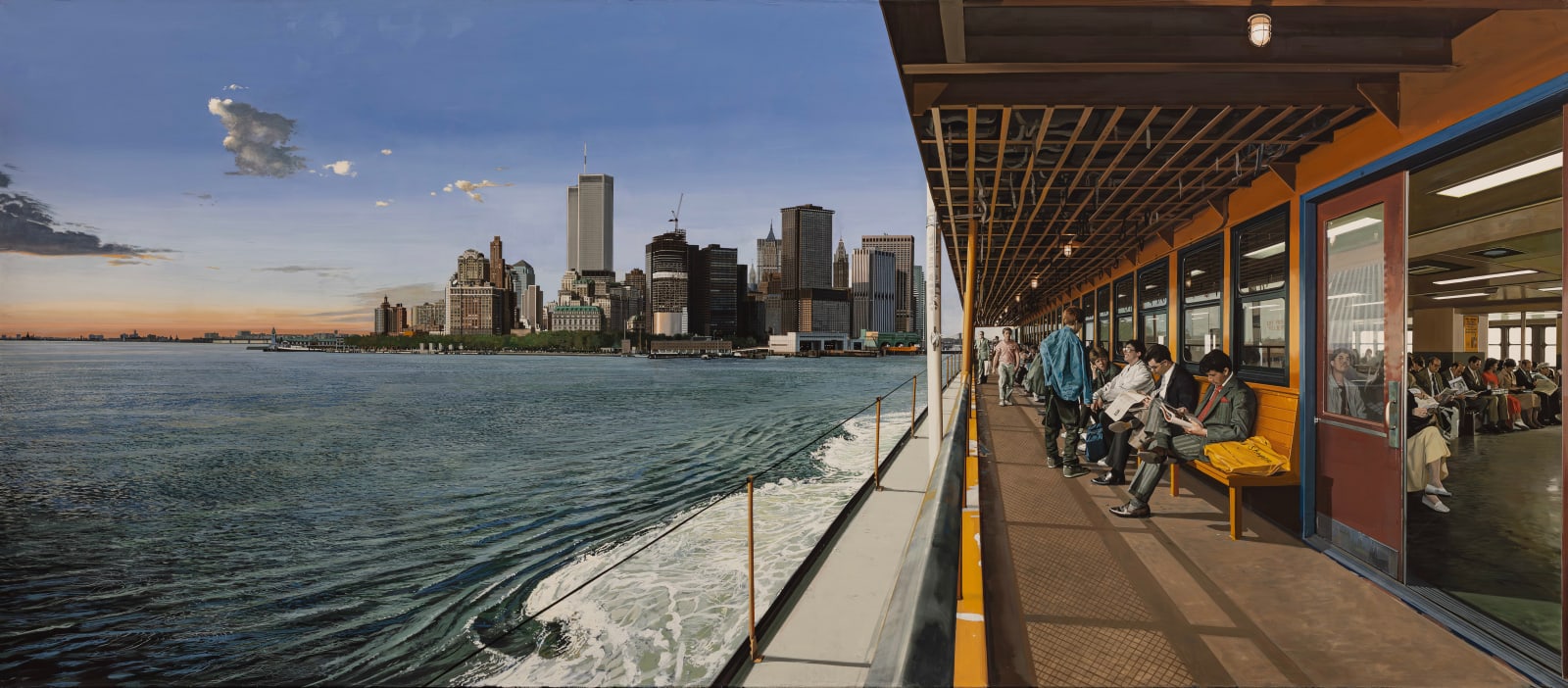 Richard Estes, Lower Manhattan from the Staten Island Ferry (World Trade Center), 1987
