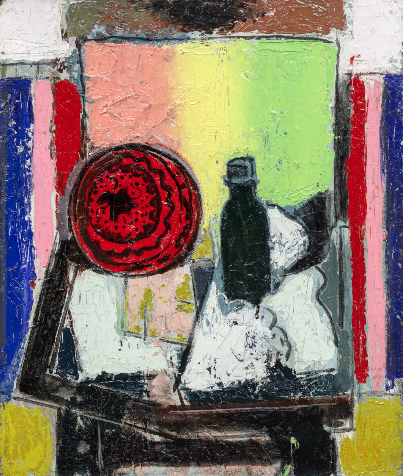 Alfred Maurer, Still Life with Red Bowl and Black Bottle, c. 1929-30