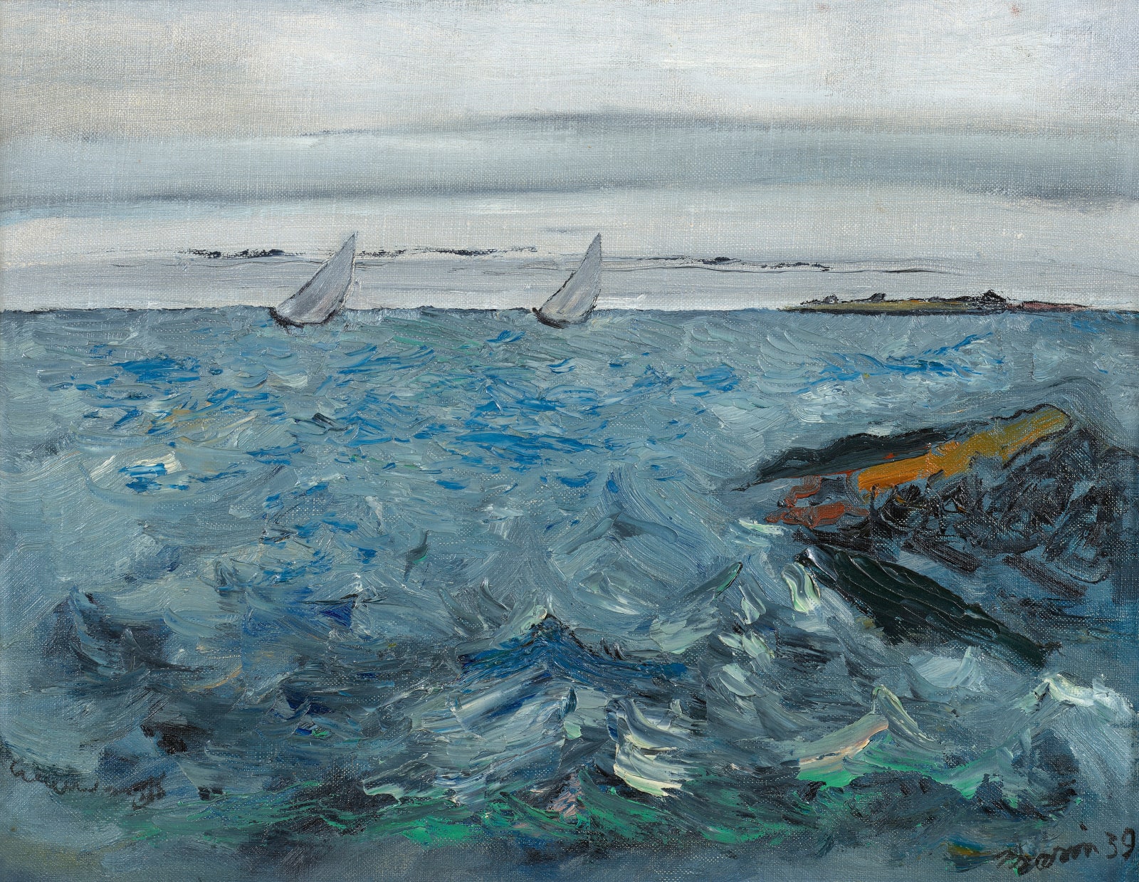 John Marin, Two Sloops on a Squally Sea, 1939