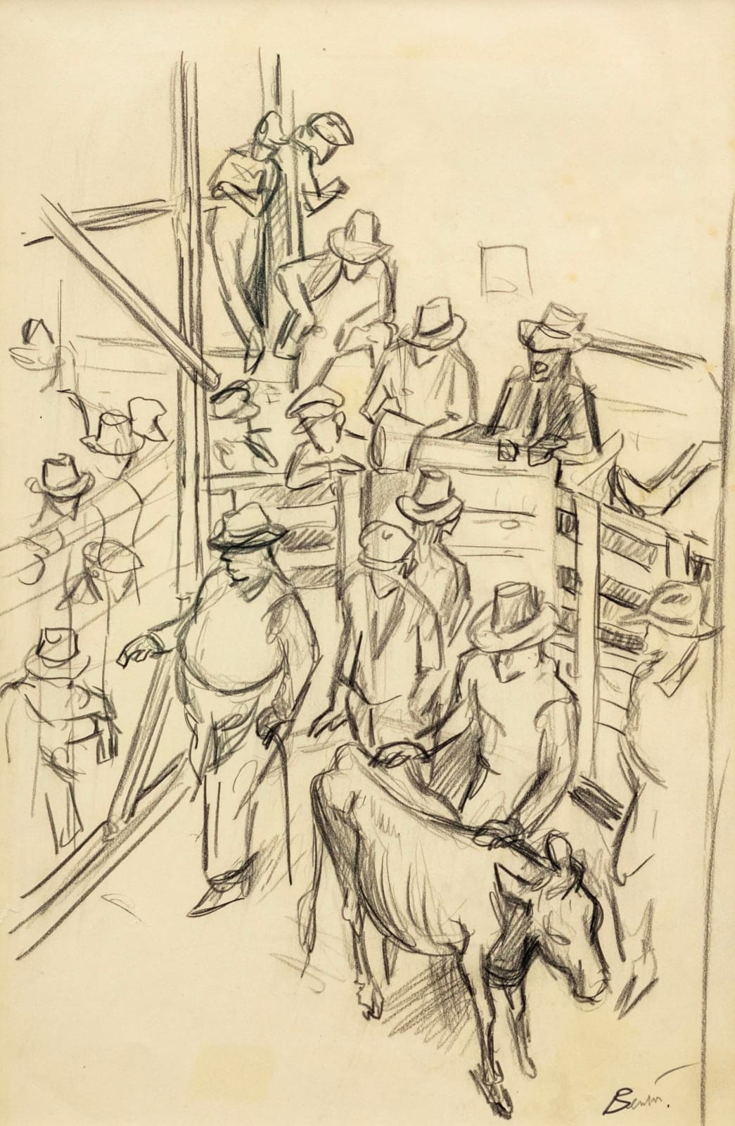 Thomas Hart Benton, Cattle Auction, 1938