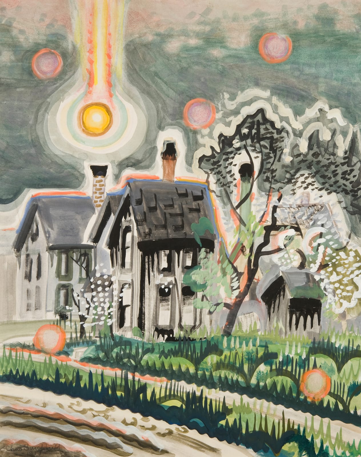 Charles Burchfield, Sun Setting in a Bank of Smoke, 1917