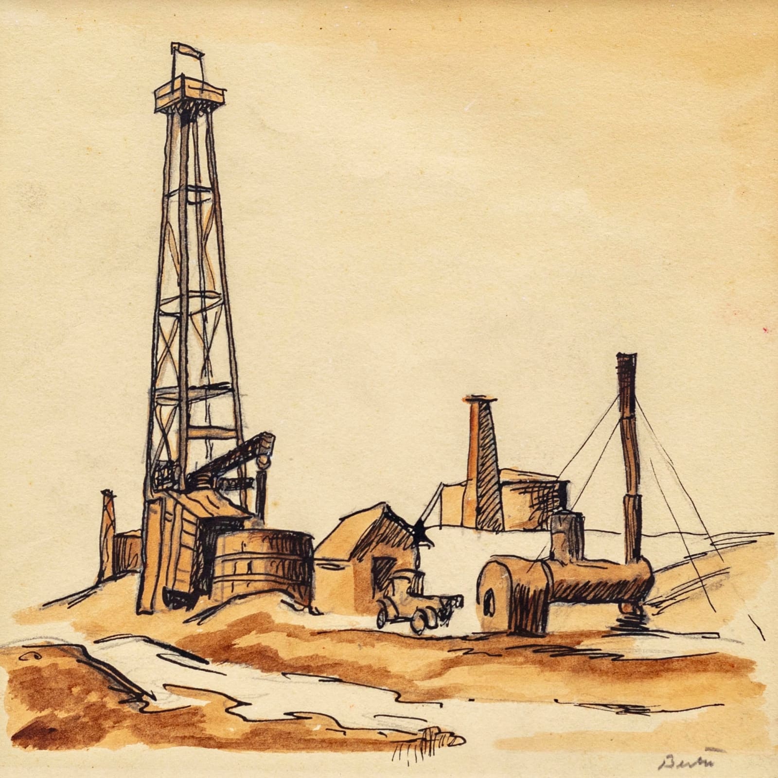Thomas Hart Benton, Oil Rig, c. 1928