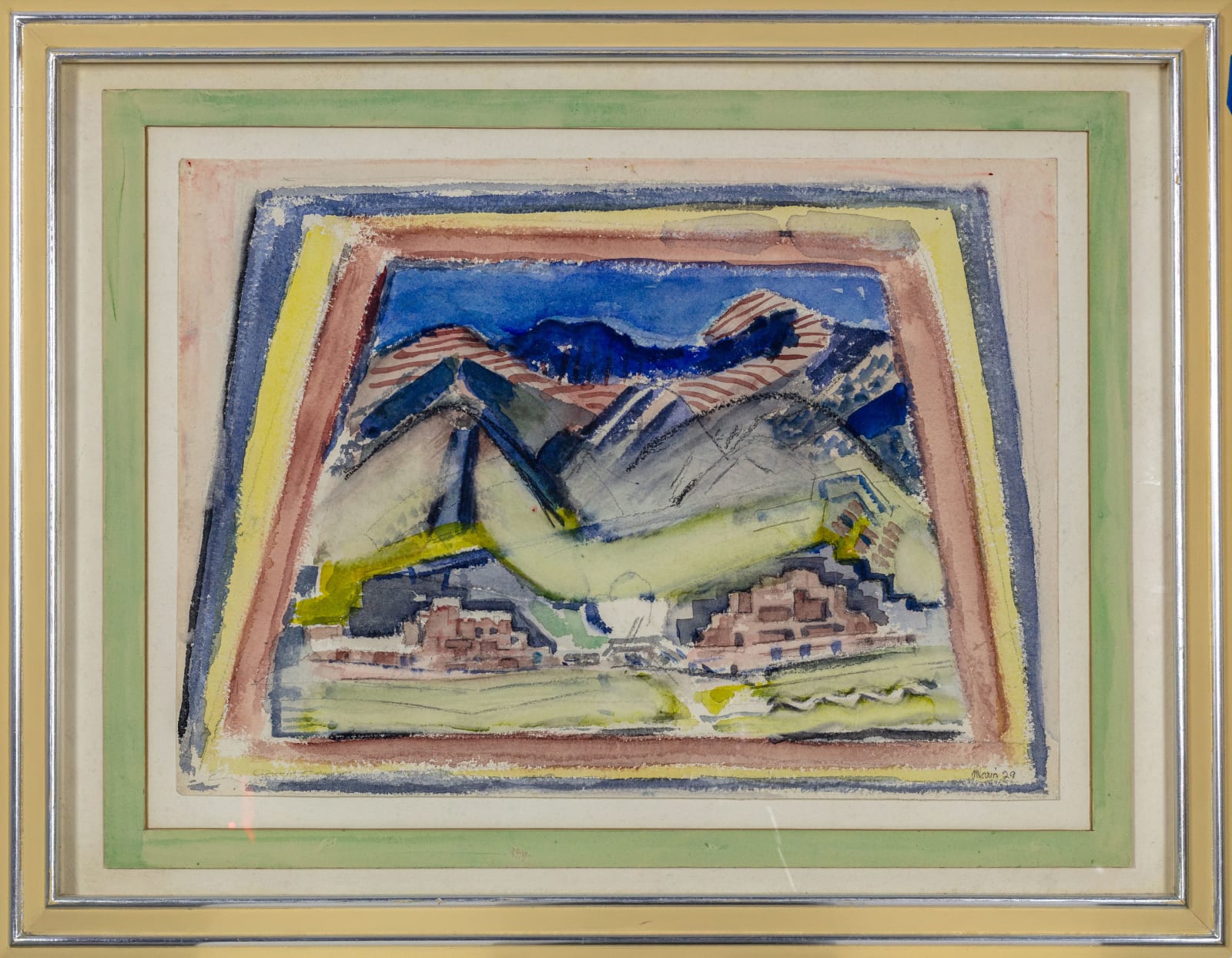 John Marin, Taos Mountain and Pueblos, 1929