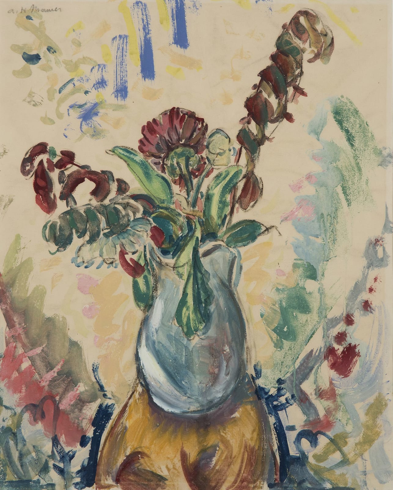 Alfred Maurer, Flowers: In White Pitcher on Orange Table, c. 1926-28