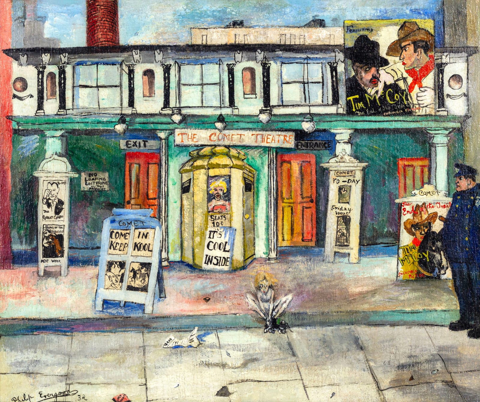 Philip Evergood, Bowery Movie, 1932