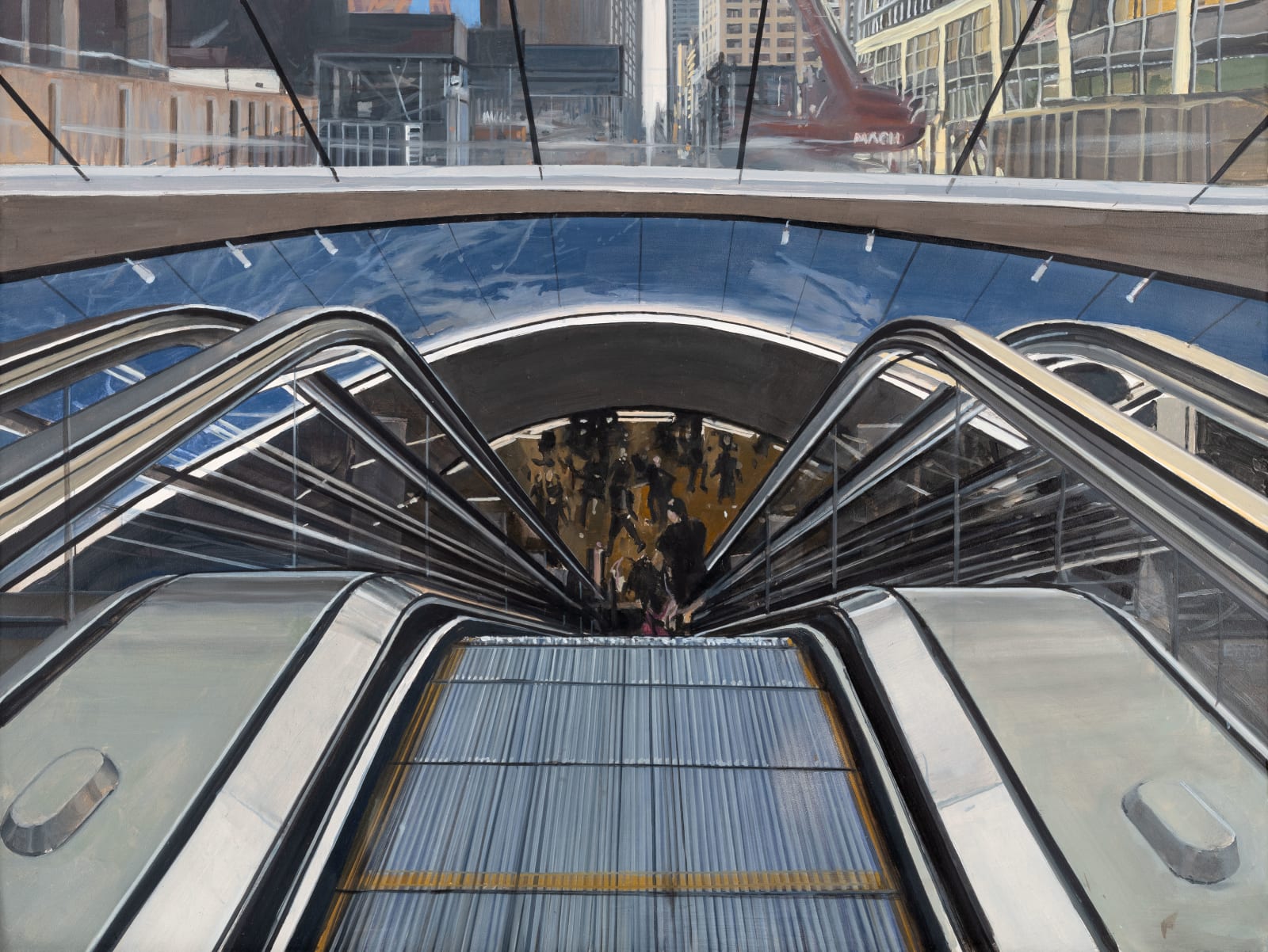 Richard Estes, Escalator at Penn Station, 2023