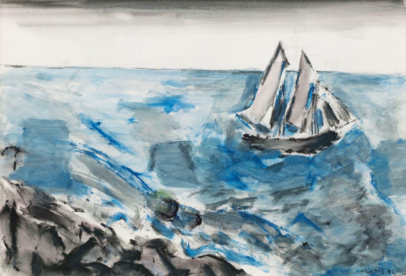 John Marin, Blue Sea and Boat Fantasy, 1941